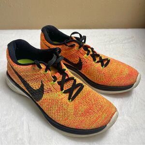 Nike Flyknit Lunar 3 Bright Mango Volt Running Shoes Women’s Sz 8 (698182-700)